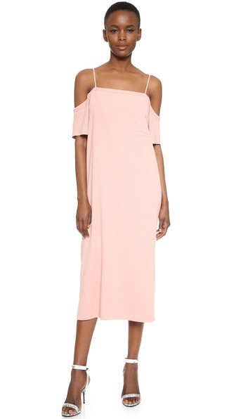 T by Alexander Wang Crepe Off the Shoulder Dress Blush