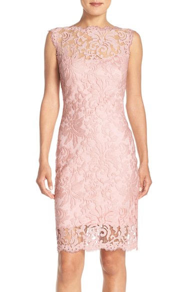 Tadashi Shoji Embroidered Cotton Blend Sheath Dress Primrose summer wedding guest sheath dresses 2016