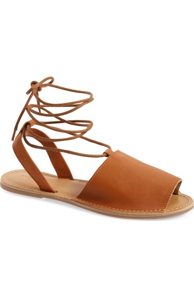 Topshop 'Holly' Lace-Up Sandal (Women) Tan lace-up flat sandals summer 2016
