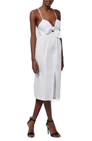 Topshop Poplin Cutout Bow Midi Dress White cutout dresses summer 2016