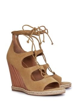 Tory Burch RAYA LACE-UP WEDGE SANDALS Raw Umber tory burch semi-annual sale