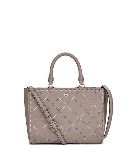 Tory Burch Robinson Crosshatch Small Zip Tote Bag French Gray New Ivory tory burch semi-annual sale save extra 30% off 