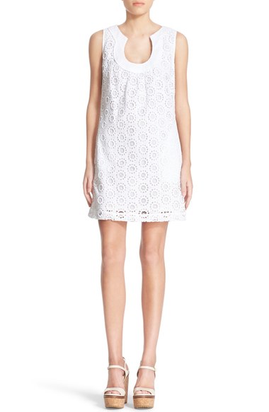 Trina Turk 'Maple' Sleeveless Eyelet Cotton Shift Dress Whitewash