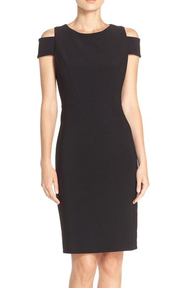 Vince Camuto Cold Shoulder Crepe Sheath Dress Black summer wedding guest sheath dresses