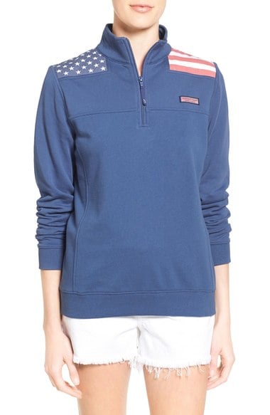 Vineyard Vines 'Shep - Flag' Quarter Zip Pullover Moonshine