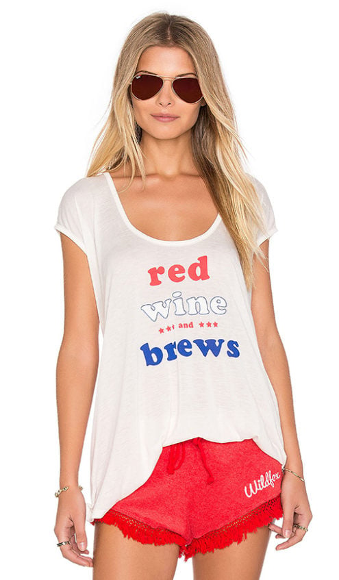 WILDFOX COUTURE Red Wine Brews Top Vintage Lace