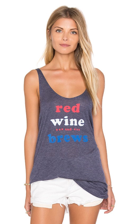 Wildfox Couture Red White Brews Top Aviator Blue