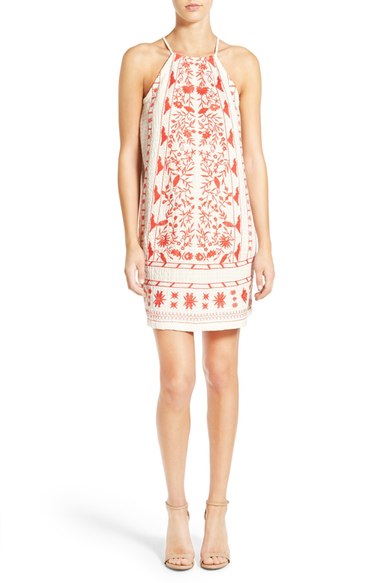 Willow & Clay Embroidered Halter Dress Burnt Orange embroidered casual halter dresses summer 2016