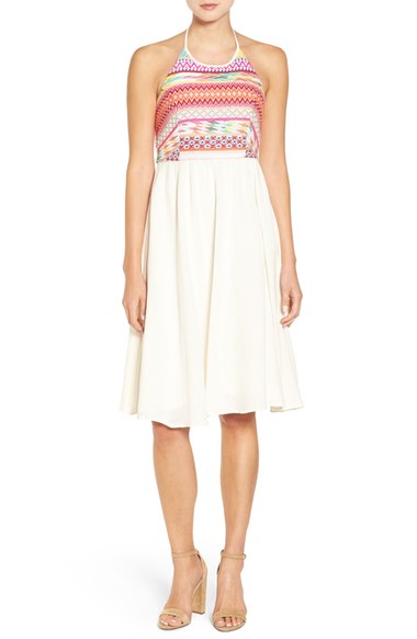 Willow & Clay Ikat Midi Halter Dress Cream casual halter dresses summer 2016