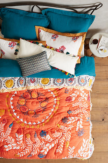Zocalo Embroidered Quilt Anthropologie anthropologie extra 25% off sale
