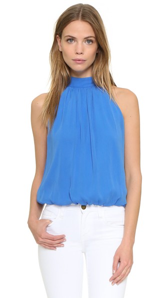 alice + olivia Maris Gathered Halter Top Cornflower Blue halter tops summer 2016