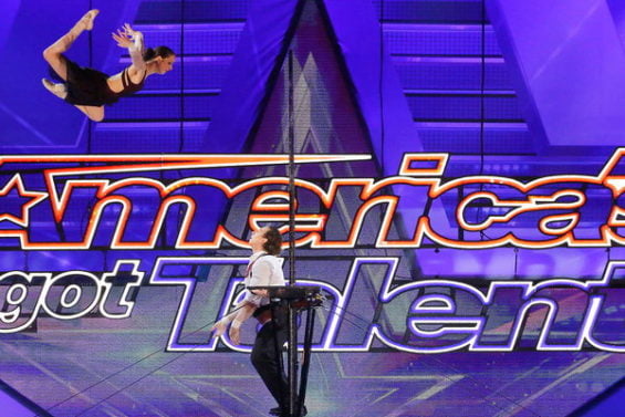  Watch America's Got Talent Season 11 Episode 5: See ThrowWings, husband and wife acrobats Annie and Andre ages 25 and 29 of Boston, Massachusetts perform a high-flying acrobatic and dangerous act on the AGT stage for the crowd.