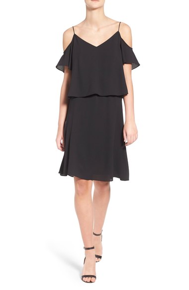 cooper & ella 'Selin' Cold Shoulder Popover Dress Black popover dresses summer wedding guest season