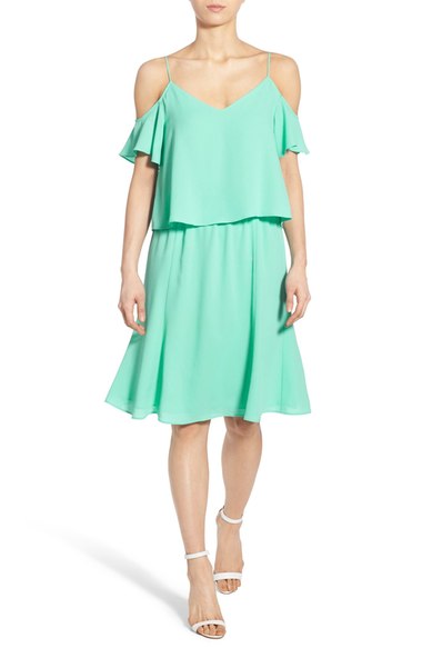 cooper & ella 'Selin' Cold Shoulder Popover Dress Seafood Green casual cold shoulder dresses summer