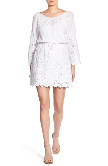 cupcakes and cashmere 'Serena' Lace Fit & Flare Dress White