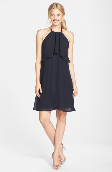 nouvelle AMSALE 'Suki' Chiffon Halter Dress Navy popover dresses summer wedding guest season