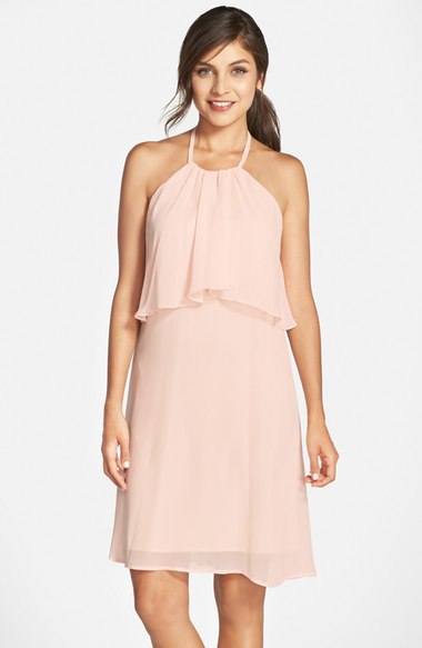 nouvelle AMSALE 'Suki' Chiffon Halter Dress Nude