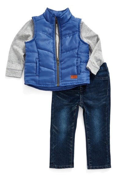 7 For All Mankind® Puffer Vest, Speckle T-Shirt & Jeans Set (Baby Boys) Riviera 2016 Nordstrom anniversary sale baby boy