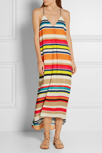 ALICE + OLIVIA Cortes striped georgette midi dress high low hem dresses summer 2016