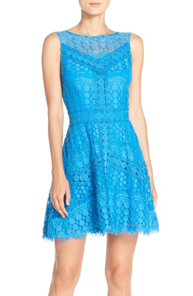 Adelyn Rae Lace Fit & Flare Dress Electric Blue fit and flare dresses summer wedding guest