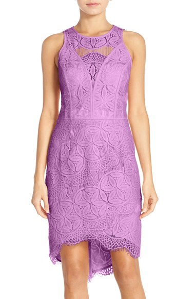 Adelyn Rae Lace High/Low Sheath Dress Lilac Pink lace dresses summer wedding guest 2016