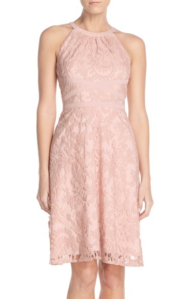 Adrianna Papell Embroidered Lace Fit & Flare Dress (Regular & Petite) Petal lace dresses summer wedding guest season 2016
