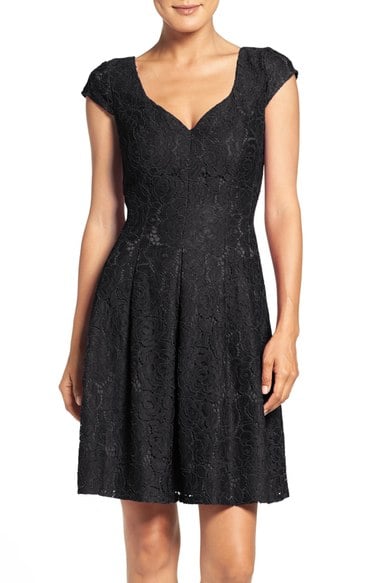 Adrianna Papell Lace Fit & Flare Dress Black lace dresses summer wedding guest season
