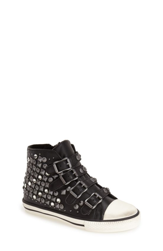 Ash 'Viper' Studded High Top Sneaker (Walker, Toddler, Little Kid & Big Kid) Black Leather Nordstrom anniversary sale toddler girls