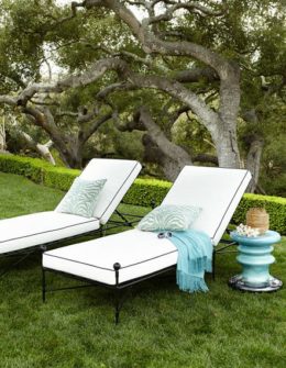 Avery Neoclassical Chaise White Black Horchow outdoor furniture sale