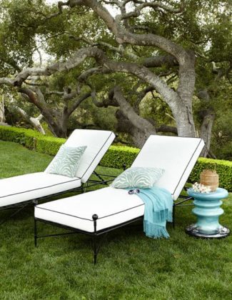 Avery Neoclassical Chaise White Black Horchow outdoor furniture sale