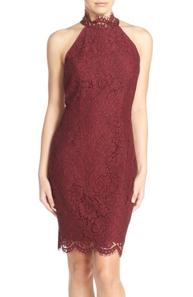 BB Dakota 'Cara' High Neck Lace Dress Aubergine lace dresses summer wedding guest 2016