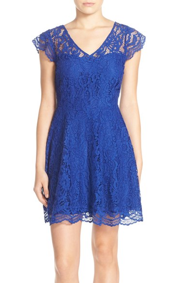 BB Dakota 'Reece' Lace Fit & Flare Dress Sapphire lace dresses summer wedding guest season 2016