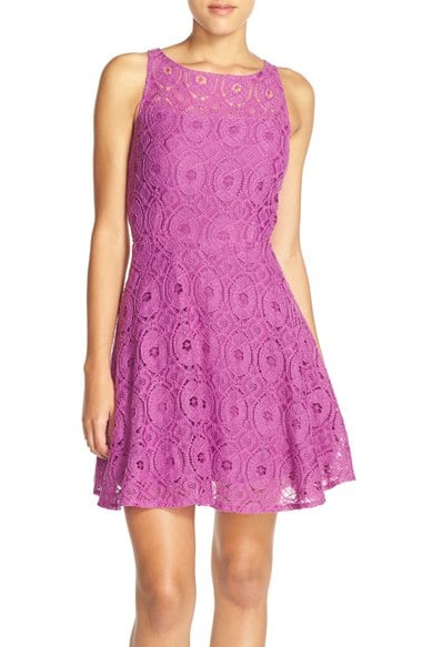 BB Dakota 'Renley' Lace Fit & Flare Dress (Nordstrom Exclusive) Radiant Orchid lace dresses summer wedding guest season 2016