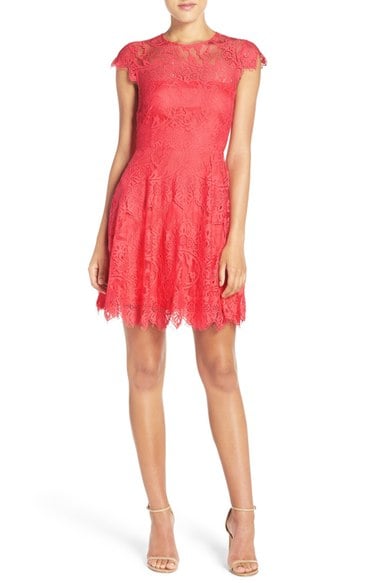 BB Dakota 'Rhianna' Illusion Yoke Lace Fit & Flare Dress (Nordstrom Exclusive) Glow fit and flare dresses summer wedding guest
