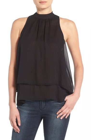 BP. Double Layer Chiffon Tank Black Nordstrom anniversary sale women's shirts tops