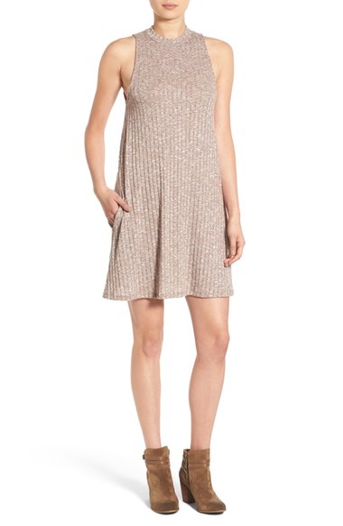 BP. Rib Knit Swing Dress Brown Seal Heather Nordstrom anniversary sale 2016 women's dresses