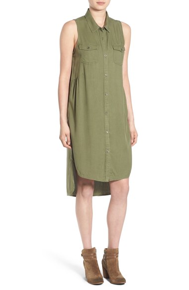 BP. Sleeveless Woven Shirtdress Olive Burnt Nordstrom anniversary sale women's dresses 