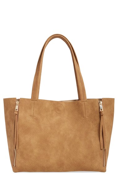 BP. Zip Detail Faux Leather Tote Cognac Nordstrom anniversary sale handbag women