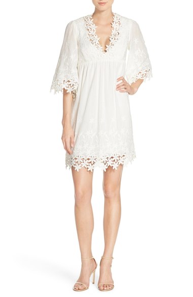 Betsey Johnson Lace Trim Cotton Tunic Dress Ivory tunic dresses summer 2016