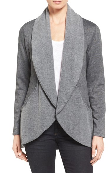 Bobeau 'Yummy Fleece' Shawl Collar Cardigan Charcoal Nordstrom anniversary sale women's cardigans 2016