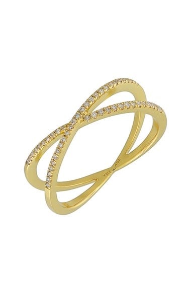 Bony Levy Stackable Crossover Diamond Ring (Nordstrom Exclusive) Yellow Gold 2016 nordstrom anniversary sale women's jewelry