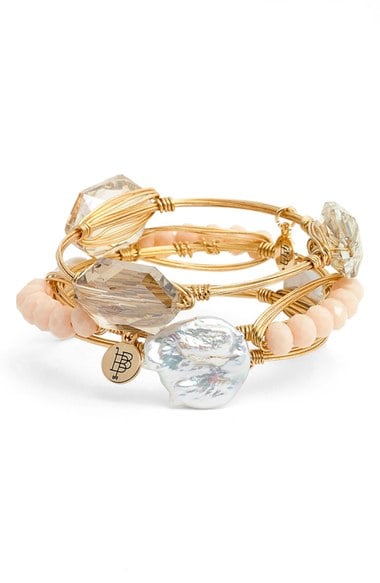 Bourbon & Boweties Champagne Stone Bracelets (Set of 3) Pearl Cream Champagne Nordstrom anniversary sale women's jewelry