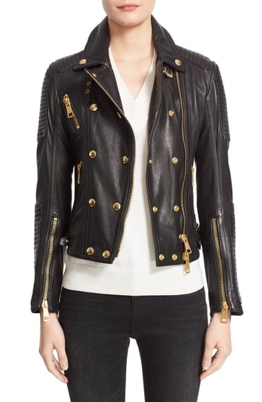 Burberry Brit 'Colefield' Double Breasted Leather Jacket Black Nordstrom anniversary sale women's jackets