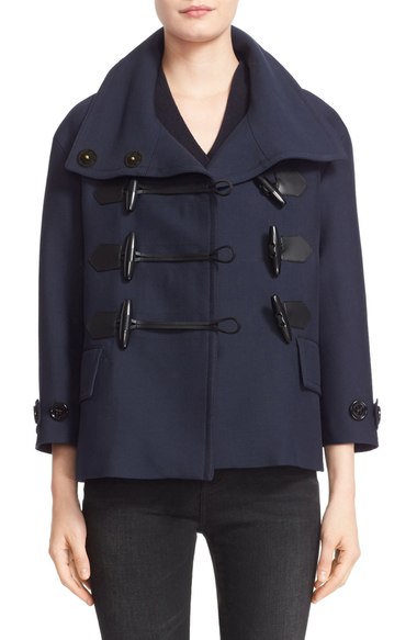 Burberry Brit 'Craysmoore' Toggle Closure Short Gabardine Peacoat Deep Claret Nordstrom Anniversary Sale women's jackets burberry nordstrom