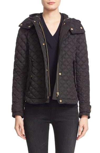 Burberry Brit 'Leightonbury' Quilted Hooded Jacket Black Nordstrom anniversary sale jackets for women burberry