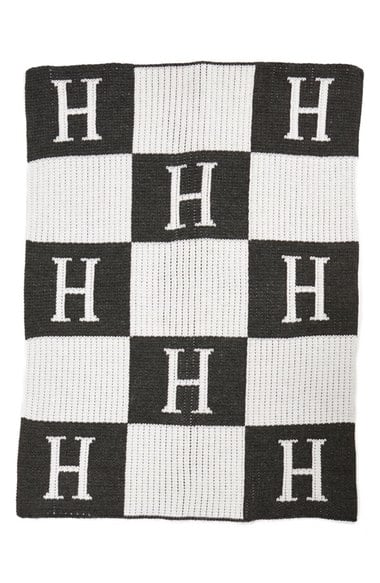 Butterscotch Blankees 'Initial & Blocks' Personalized Stroller Blanket Charcoal Grey White Nordstrom anniversary sale baby essentials