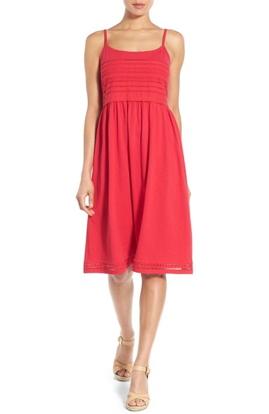 Caslon Lace Inset Bodice Cotton Knit Sundress (Regular & Petite) Red Barberry