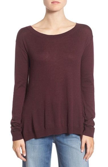 Chelsea 28 Ruffle Hem Sweater Burgundy Stem 2016 Nordstrom anniversary sale women's sweaters cardigans