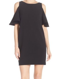 Chelsea28 'Peek-A-Boo' Cold Shoulder Shift Dress Black cold shoulder dresses summer wedding guest dresses