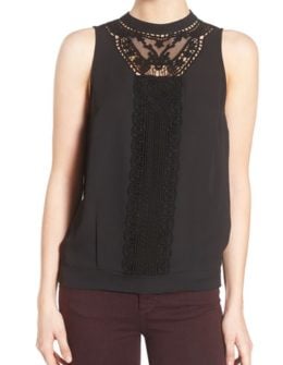 Chelsea28 'Victoriana' Lace Detail Tank Black Nordstrom anniversary sale women's shirts tops
